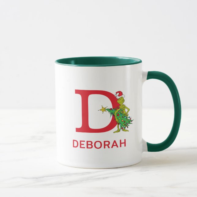 Taza Grinch clásico | Nombre travieso y Monograma D (Derecha)