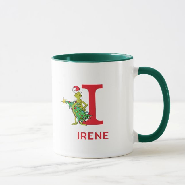 Taza Grinch clásico | Nombre travieso y Monograma I (Derecha)