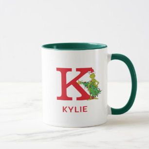 Taza Grinch clásico   Nombre travieso y Monograma K