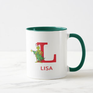 Taza Grinch clásico   Nombre travieso y Monograma L