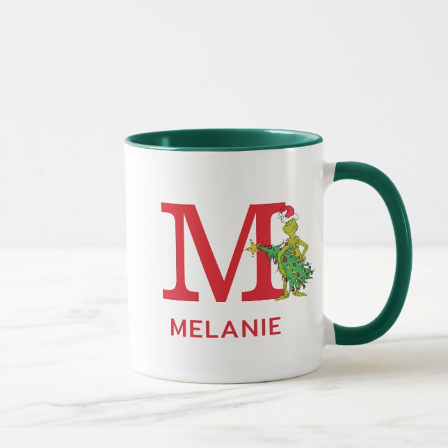 Taza Grinch clásico | Nombre travieso y Monograma M (Derecha)