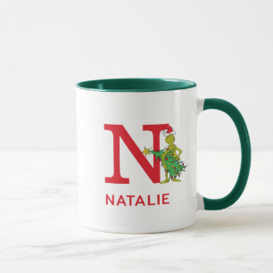 Taza Grinch clásico   Nombre travieso y Monograma N