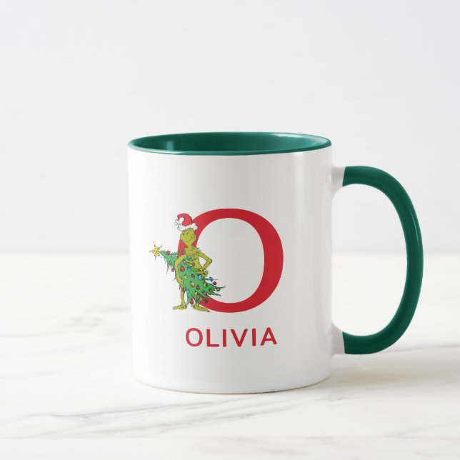 Taza Grinch clásico | Nombre travieso y Monograma O (Derecha)