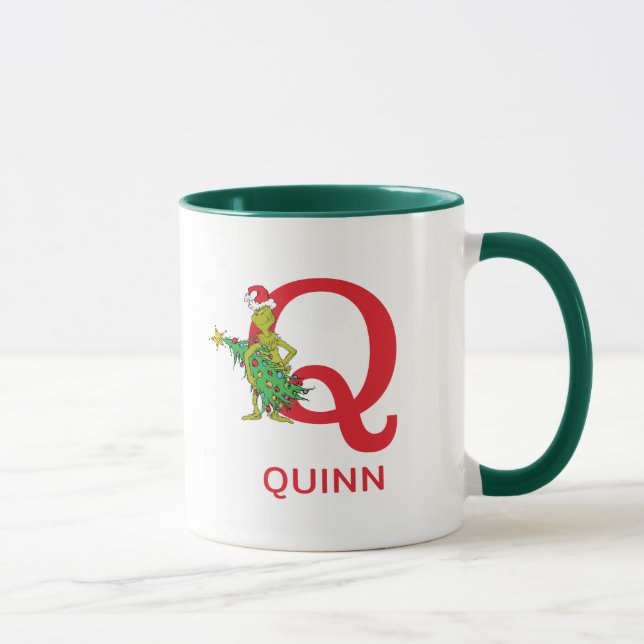 Taza Grinch clásico | Nombre travieso y Monograma Q (Derecha)
