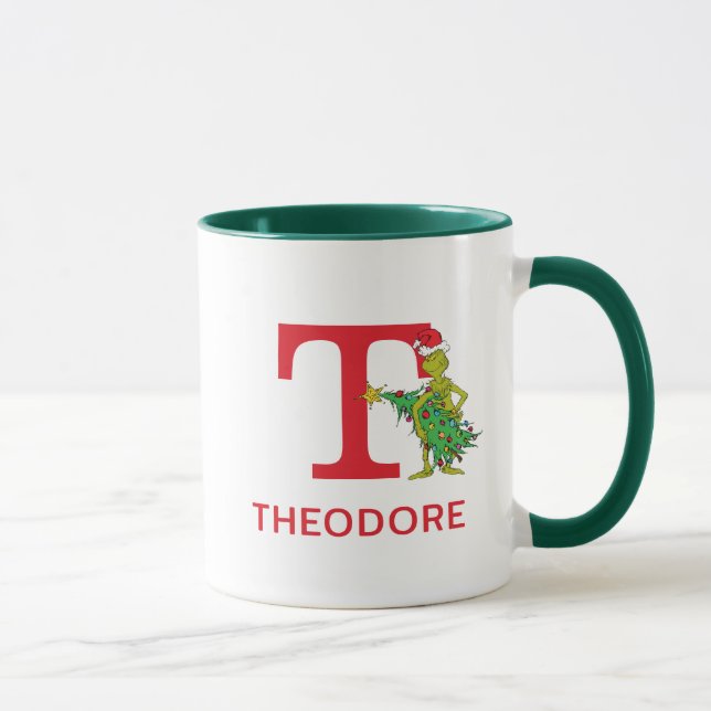 Taza Grinch clásico | Nombre travieso y Monograma T (Derecha)