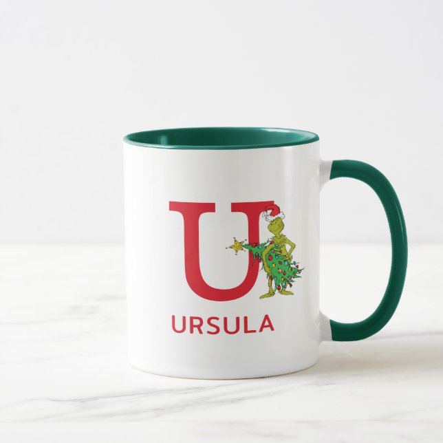 Taza Grinch clásico | Nombre travieso y Monograma U (Derecha)