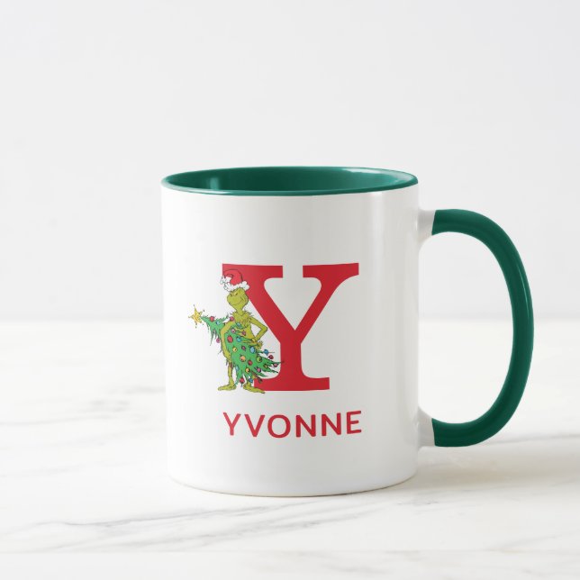 Taza Grinch clásico | Nombre travieso y Monograma Y (Derecha)