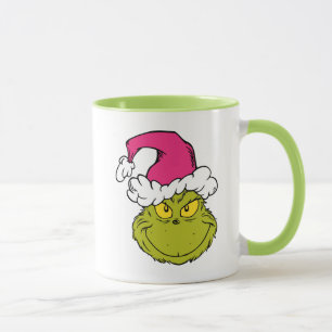 Taza Grinch con sombrero rosa de Santa