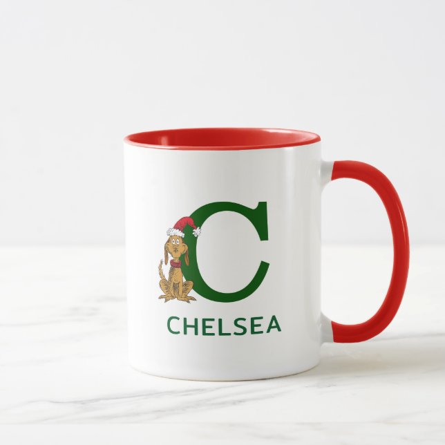 Taza Grinch Max clásico | Nombre y Monograma C (Derecha)
