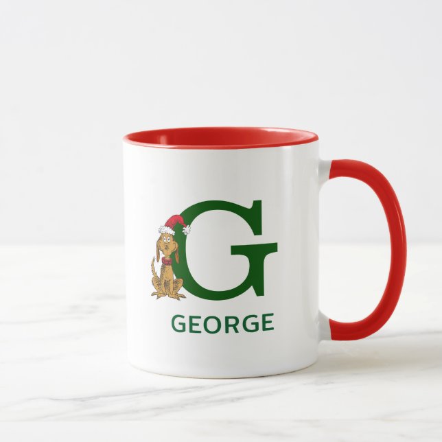 Taza Grinch Max clásico | Nombre y Monograma G (Derecha)