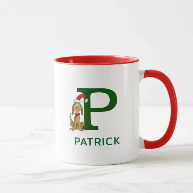 Taza Grinch Max clásico | Nombre y Monograma P (Derecha)
