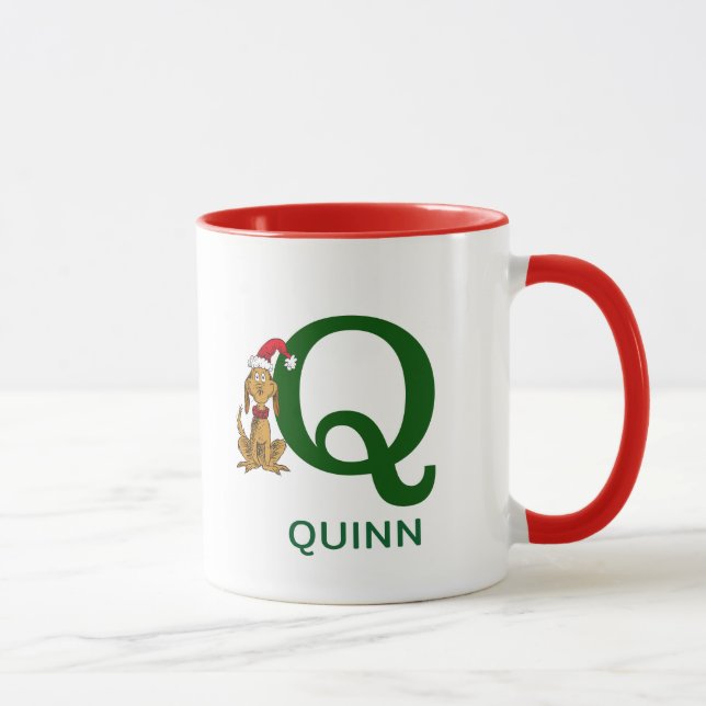 Taza Grinch Max clásico | Nombre y Monograma Q (Derecha)
