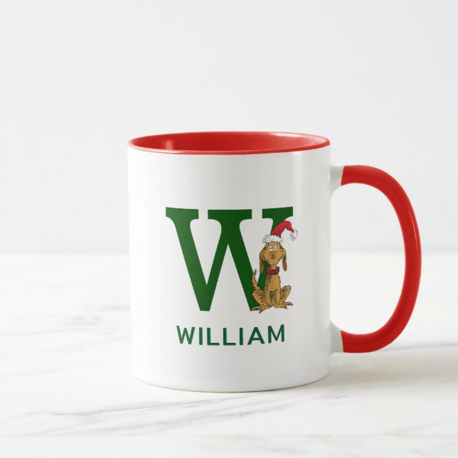 Taza Grinch Max clásico | Nombre y monograma W (Derecha)