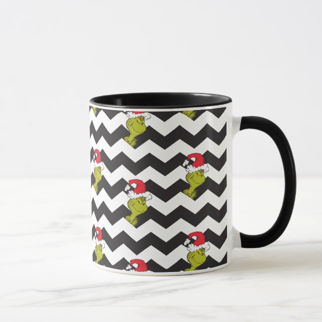 Taza Grinch | Patrón de Chevron de Vacaciones en Blanco (Derecha)