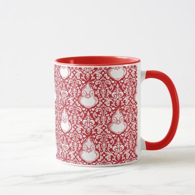 Taza Grinch | Patrón de Damasco Rojo (Derecha)