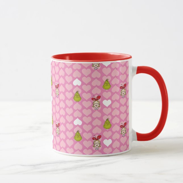 Taza Grinch y Cindy-Lou Patrón de Corazón Rosa (Derecha)