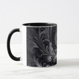Taza Gris blanco negro Resumen Moderno Swirl sencillo