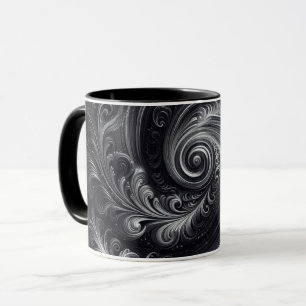 Taza Gris blanco negro Resumen Moderno Swirl sencillo