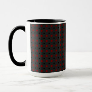 Taza Gris con puntos negros y rojos