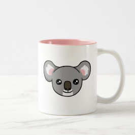 Taza gris feliz linda del rosa de la cara del