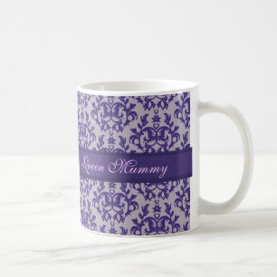 Taza gris púrpura del damasco de la momia de la