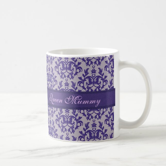 Taza gris púrpura del damasco de la momia de la (Derecha)