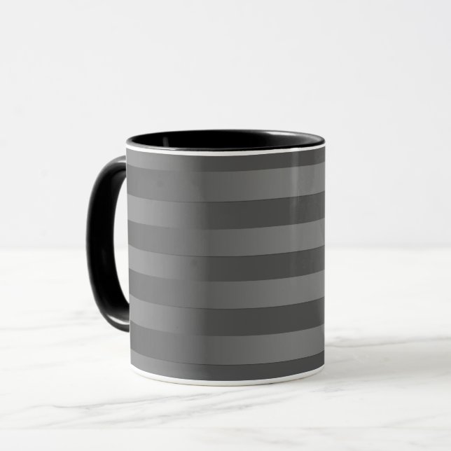 Taza Gris, rayado, gradiente, rayas grises, simple (Anverso izquierdo)