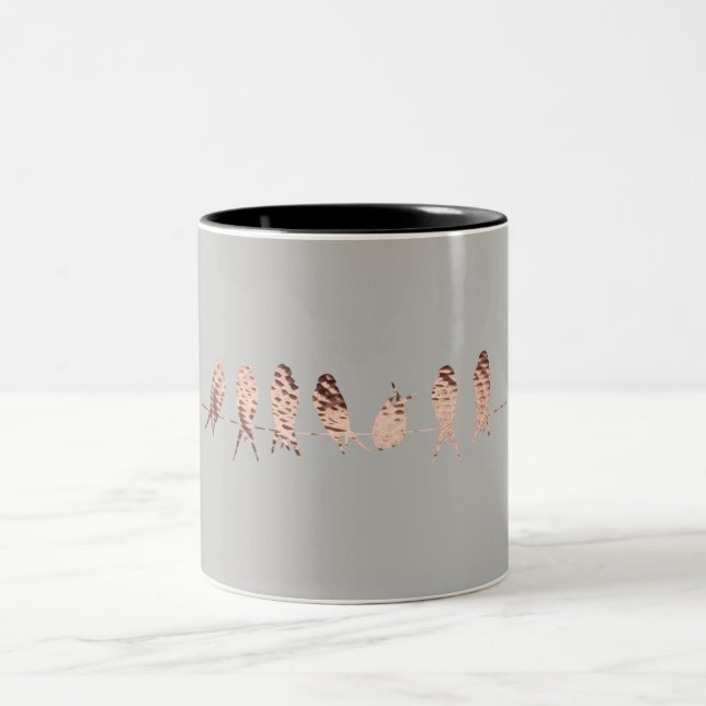 Taza gris simple - falsos pájaros de cobre en (Centro)