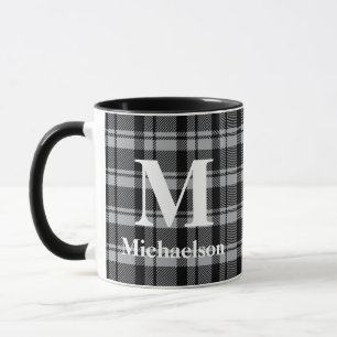 Taza Gris y negro con nombre de monograma