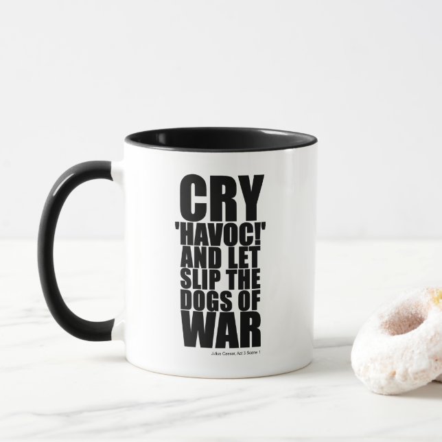 Taza Grita '¡devastación!' (perros de guerra) - Cita de (Con donut)