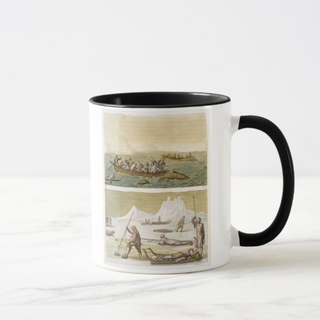 Taza Groenlandia: Pesca de la ballena y caza de focas, (Derecha)