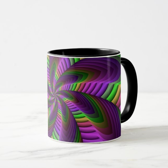 Taza Groovy Energetic Colorful Neon Fractal (Anverso derecho)