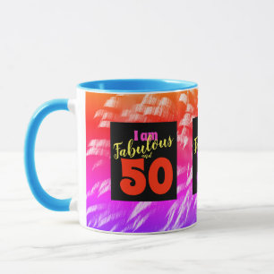 Taza Groovy "I am" Fabuloso y 50 coloridos fuegos artif
