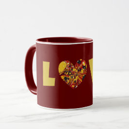 Taza Groovy Love Heart Maroon Cup Mug