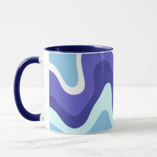 Taza Groovy Retro Azul y Purpura Ondulado