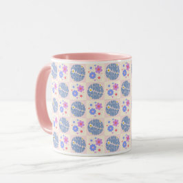 Taza Groovy Retro Daisy Flores Patrón Boho Floral