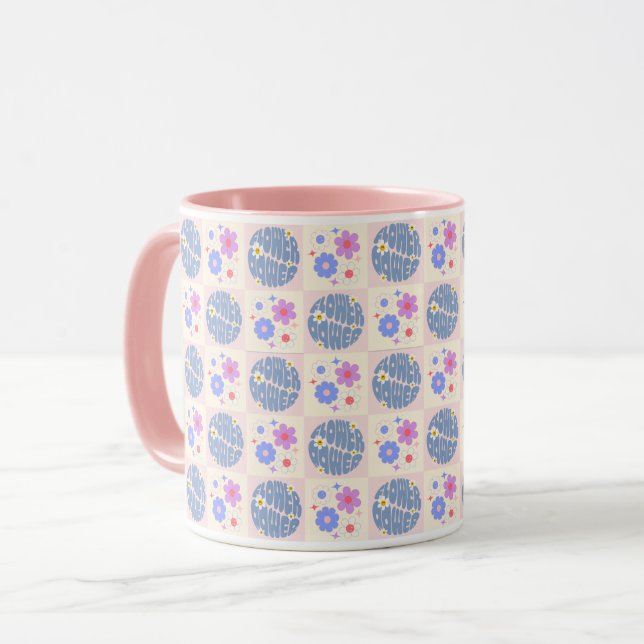 Taza Groovy Retro Daisy Flores Patrón Boho Floral (Anverso izquierdo)