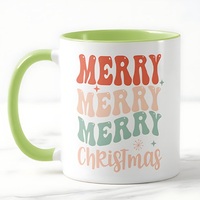 Taza Groovy Retro Feliz Feliz Feliz Navidad (Subido por el creador)