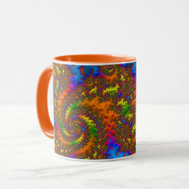 Taza Groovy Retro Psicodélico Espiral Arte Fractal