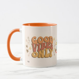 Taza Groovy vibes and Peace Sign Design mug