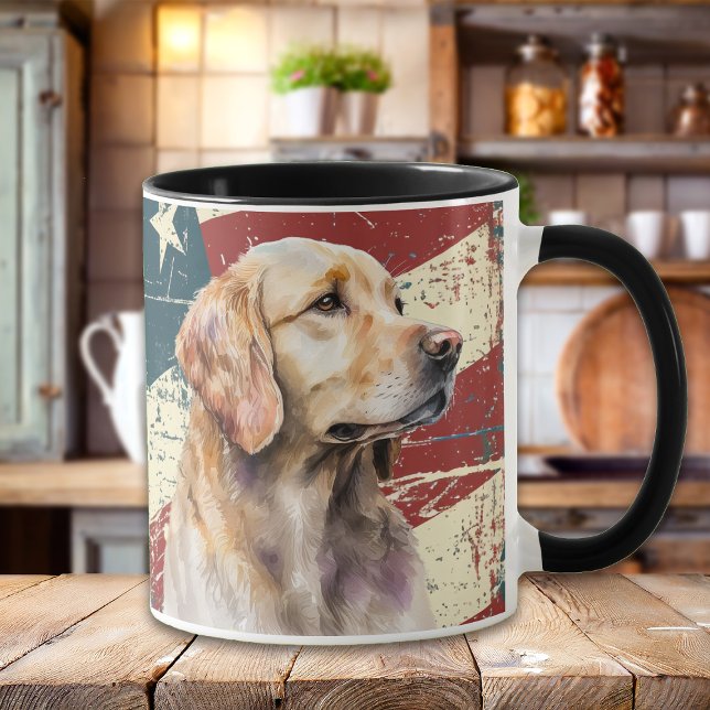 Taza Grunge bandera de EE.UU. perro recuperador de oro (Subido por el creador)