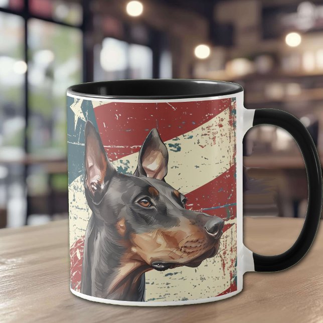 Taza Grunge bandera de los Estados Unidos Doberman Pins (Subido por el creador)