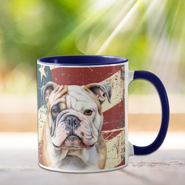 Taza Grunge Bulldog de la bandera de los Estados Unidos (Subido por el creador)