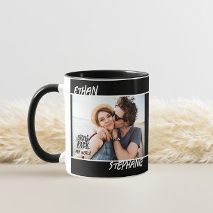 Taza Grunge negro personalizado que rocías mi foto mund