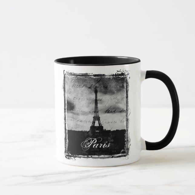 Taza Grunge París texturizada borde (Derecha)