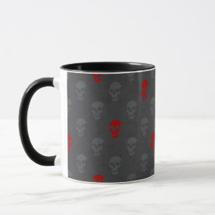 Taza Grungy Calavera anatómica Polkadots rojo gris