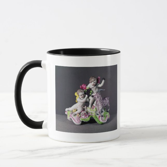 Taza Grupo de Longton Pasillo, dos putti con la cabra, (Izquierda)