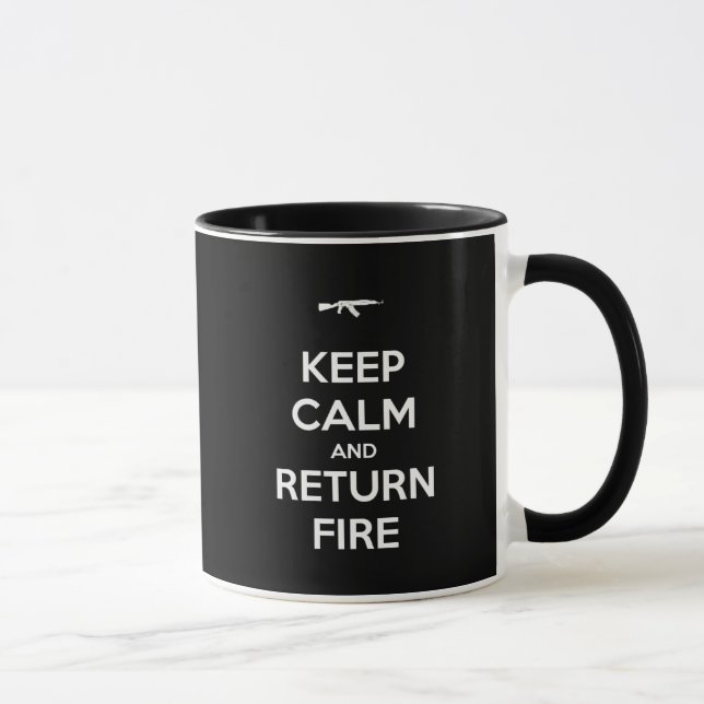 Taza Guarde el fuego tranquilo y de vuelta (Derecha)