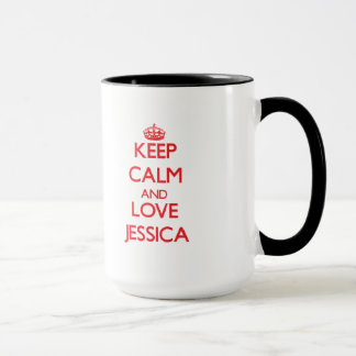 Taza Guarde la calma y ame a Jessica