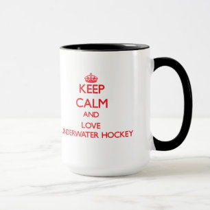 Taza Guarde la calma y ame el hockey subacuático